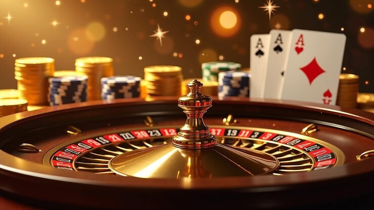 Close-up of Texas Poker cards and chips on a mylotto live table